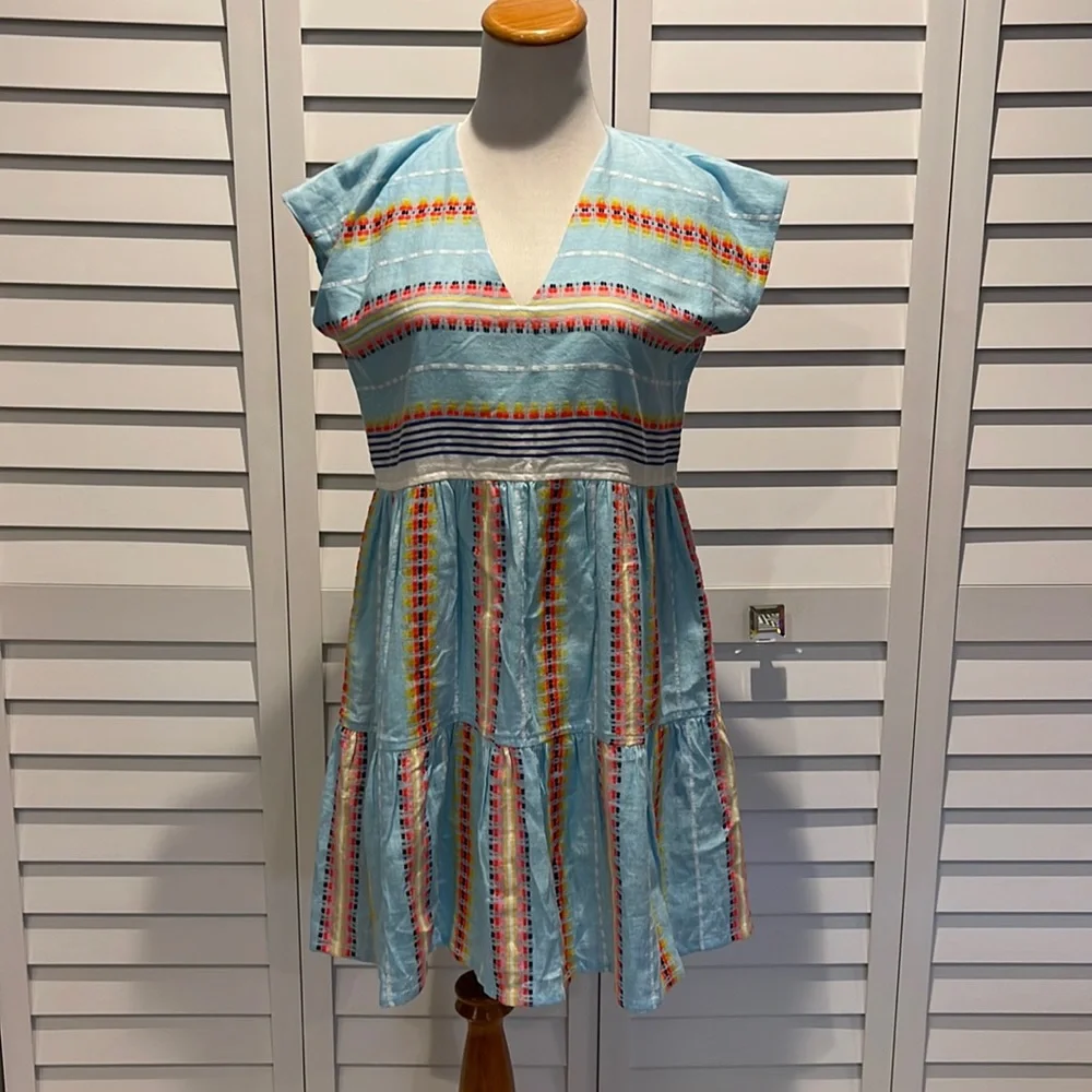 Lemlem NWOT Boho lined MIDI Dress with embroidered details - Picture 2 of 12